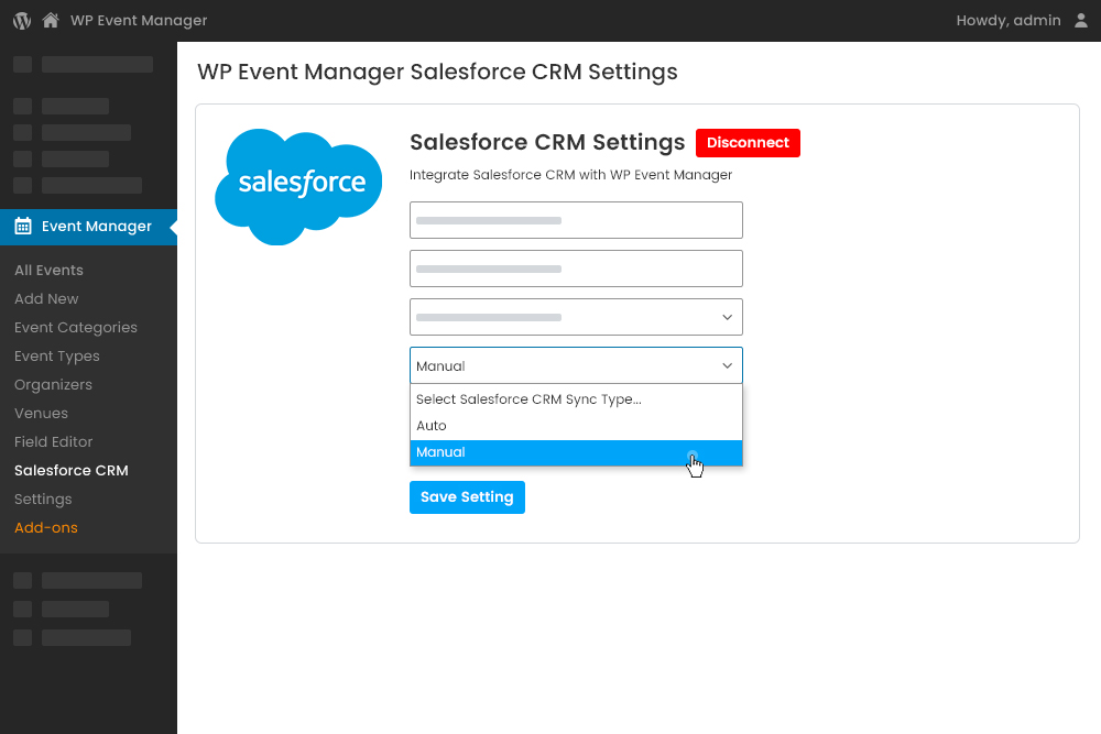 Wp Event Manager Salesforce Crm Manual Attendee Syncing At Backend