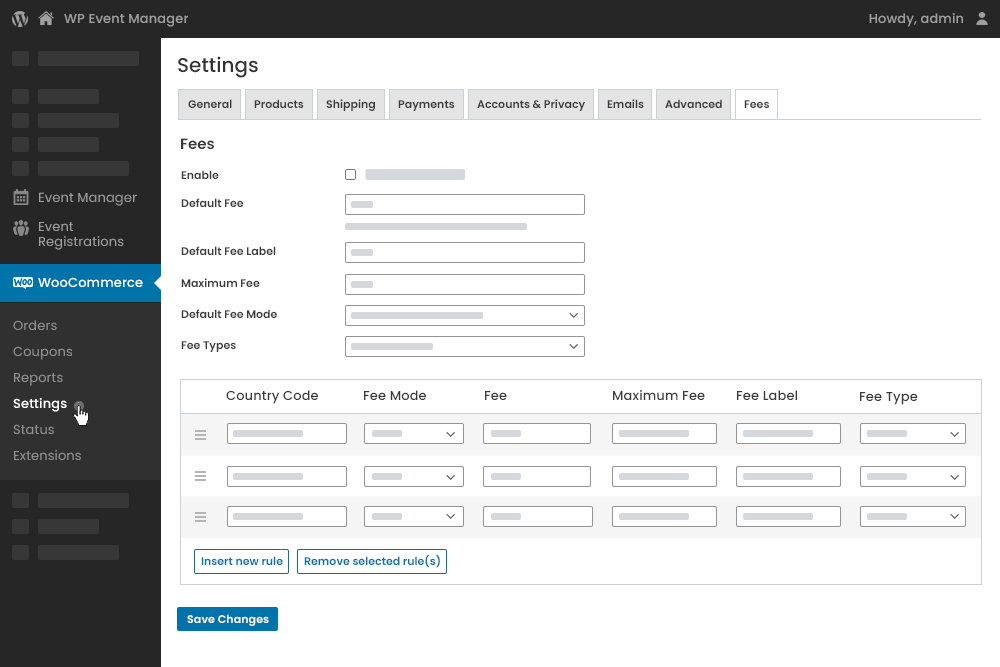 Fees Configuration By Admin