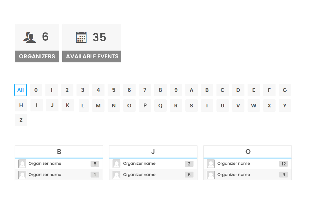 Event Organizers List At Frontend