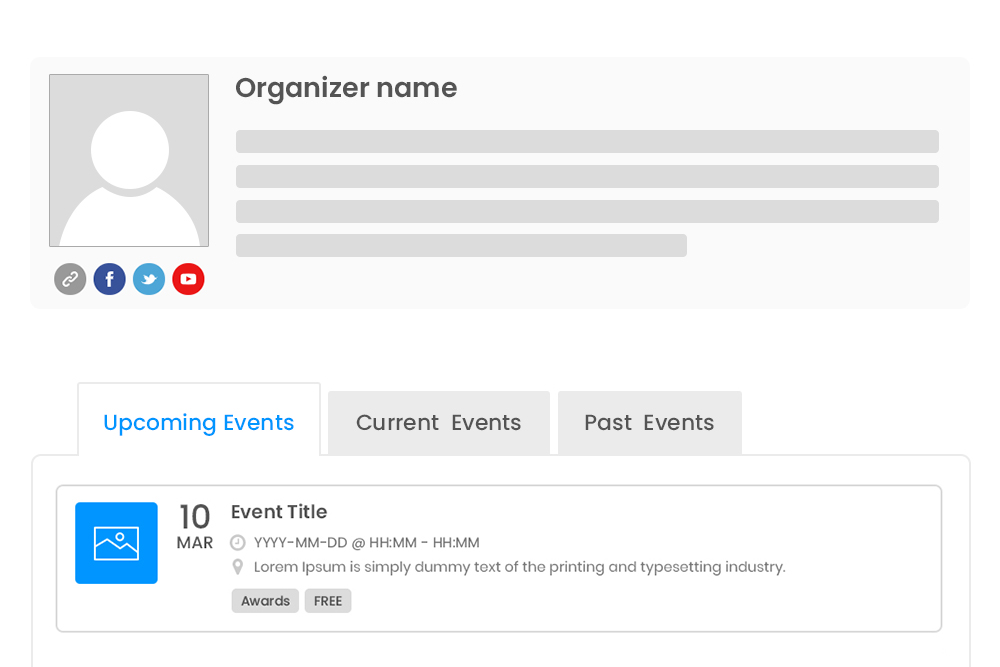 Specific Organizer Details