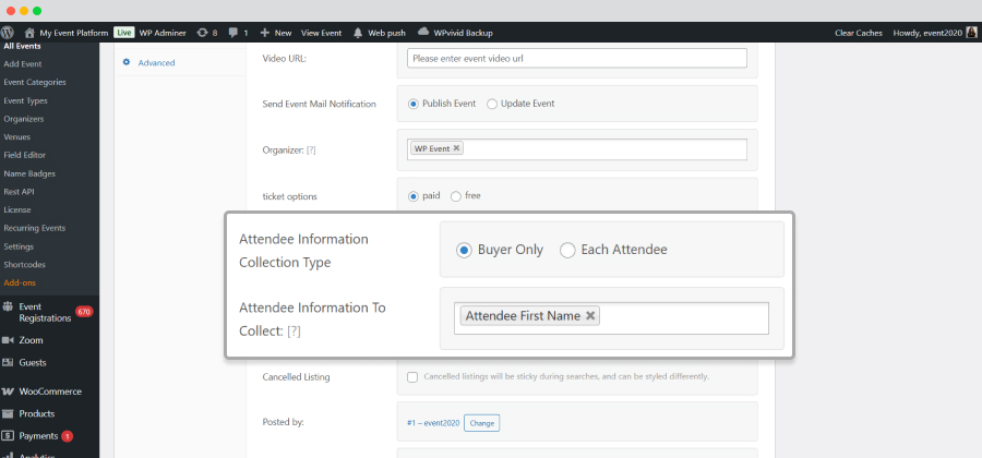 Wp Event Manager Attendee Information Backend Submission