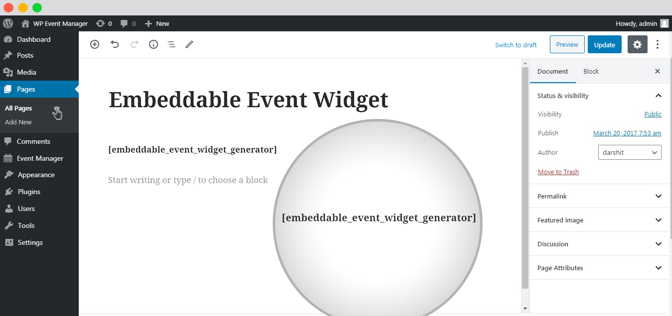 Wp Event Manager Embeddable Event Widget Setup