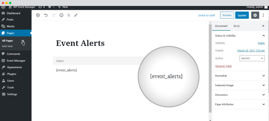 Wp Event Manager Event Alerts Shortcode