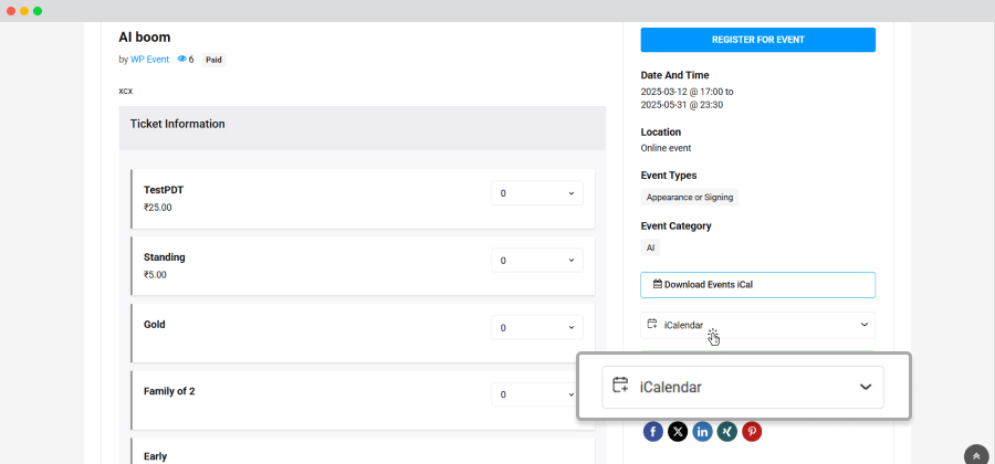Wp Event Manager Ical