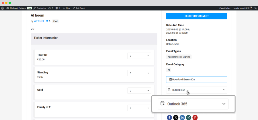 Wp Event Manager Ical