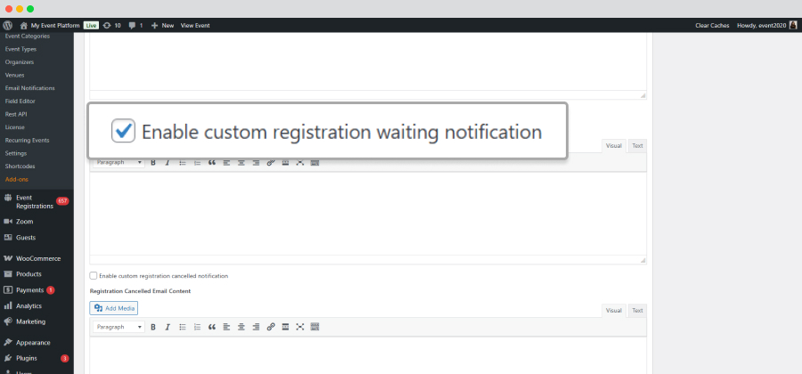Custom Registration Waiting
