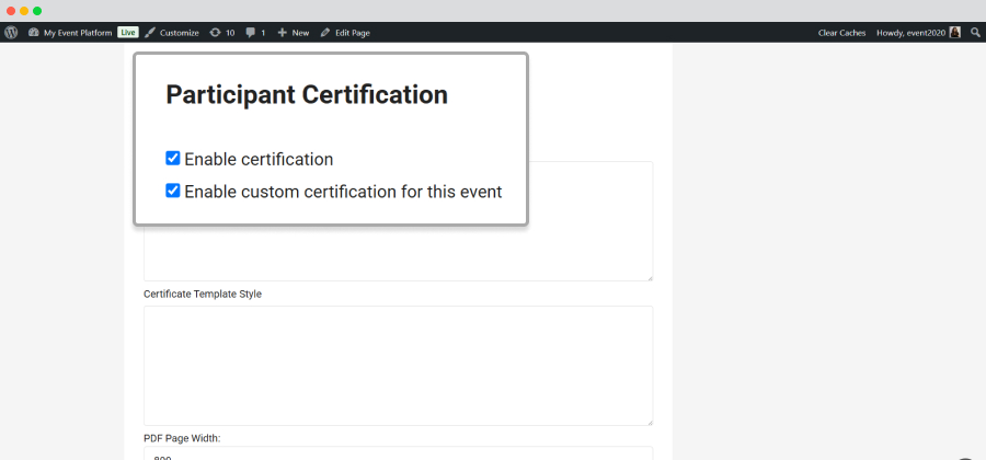 Event Certification