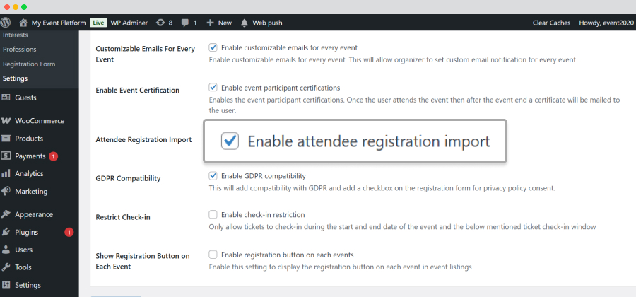 Attendee Registration Import