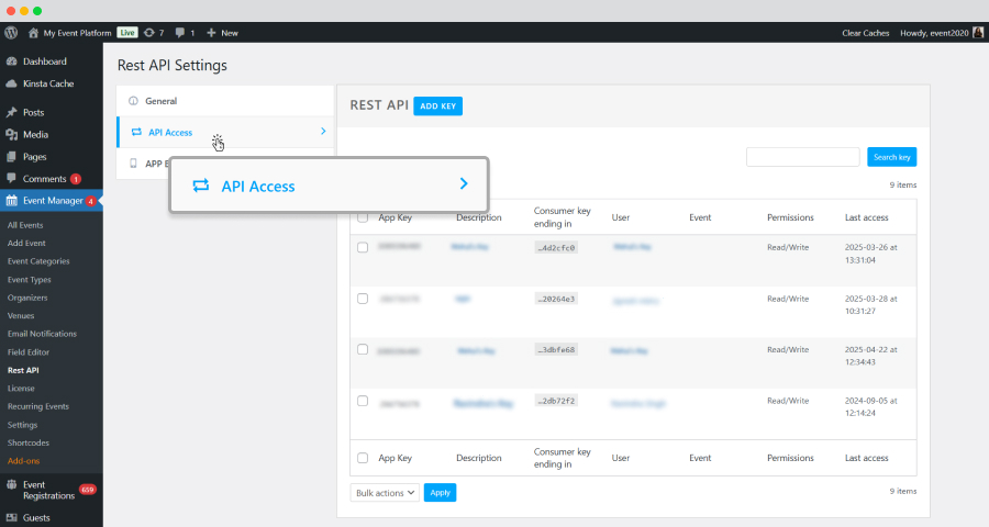 Rest Api General Settings Tab