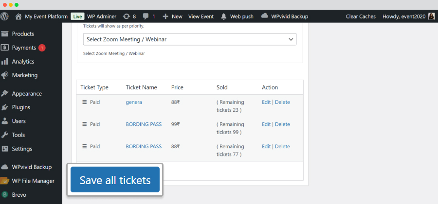 Wp Event Manager Sell Tickets Backend Registration