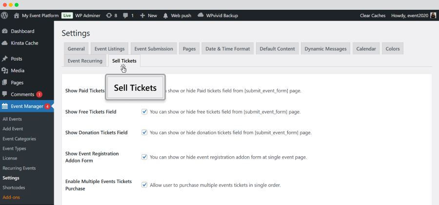 Wp Event Manager Sell Tickets Backend Registration