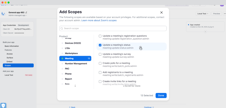 Update A Meetings Status