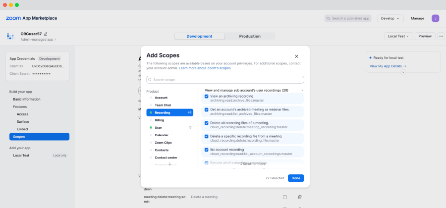 Sub Acount User Recording