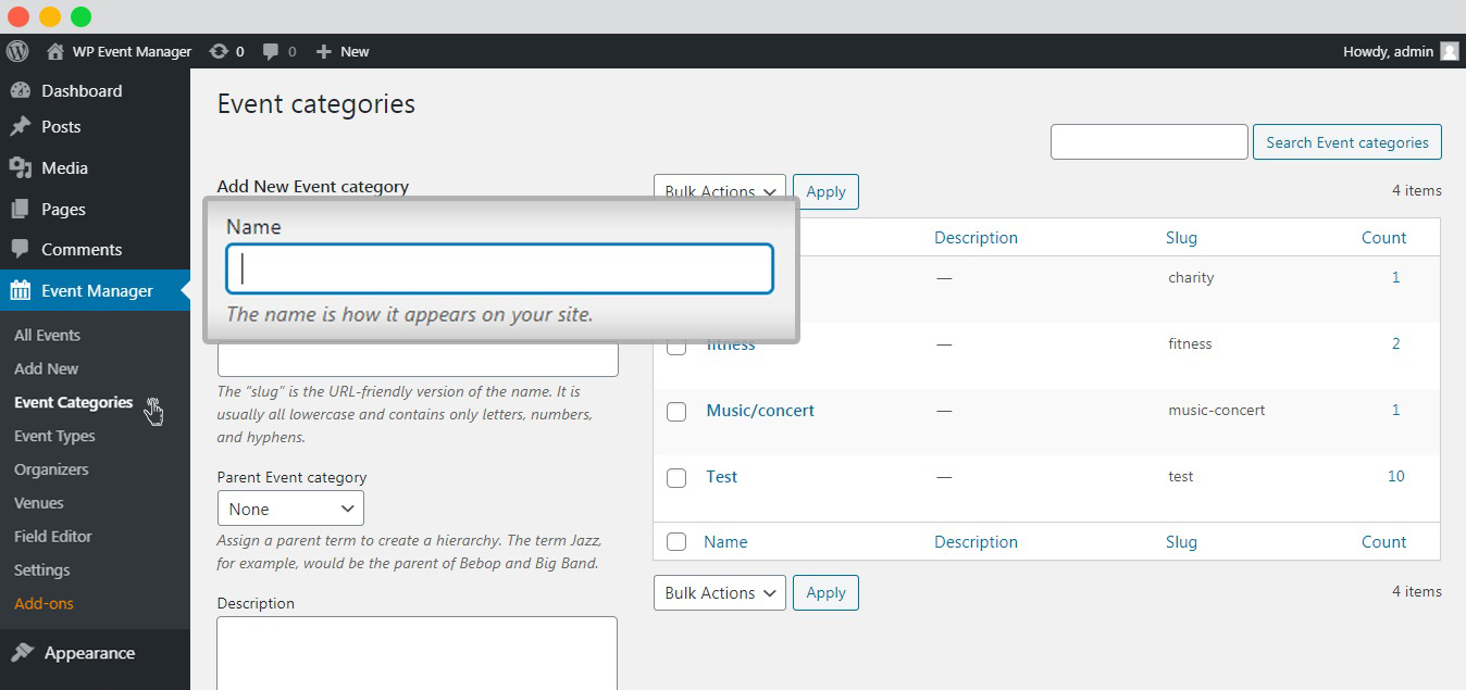 Wp Event Manager Event Category Name