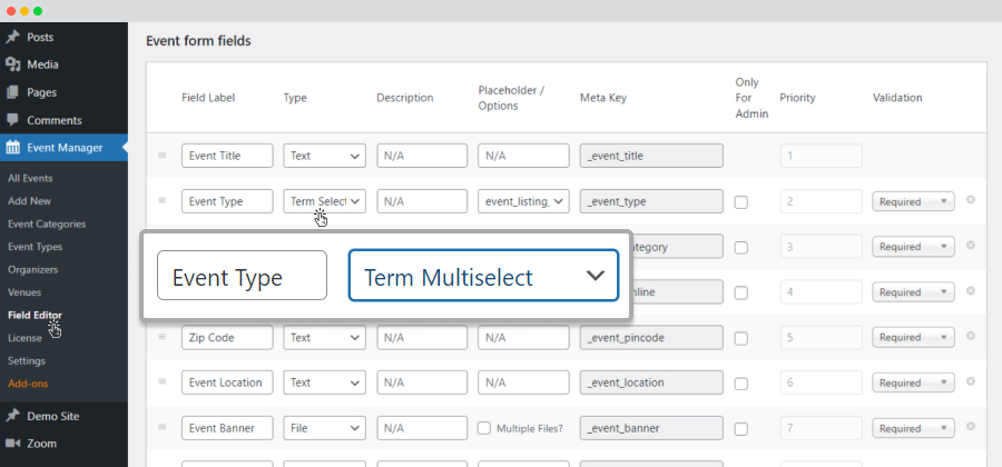 Wp Event Manager Multiple Event Type