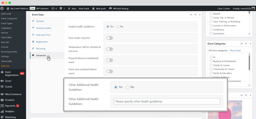 Additional Health Guidelines