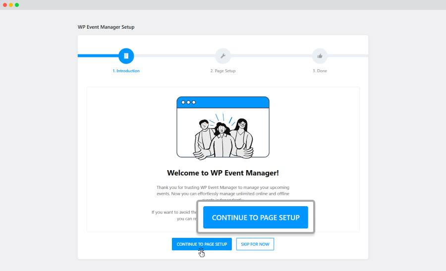 Continue To Page Setup