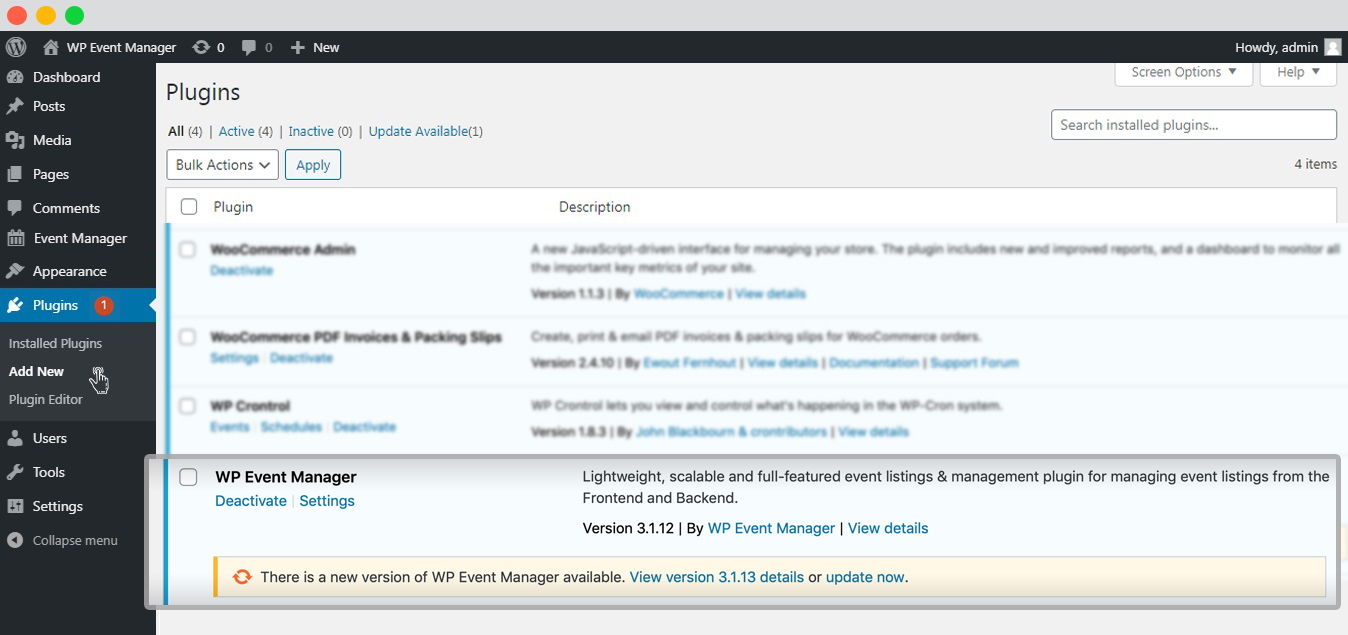 Wp Event Manager Plugin Update