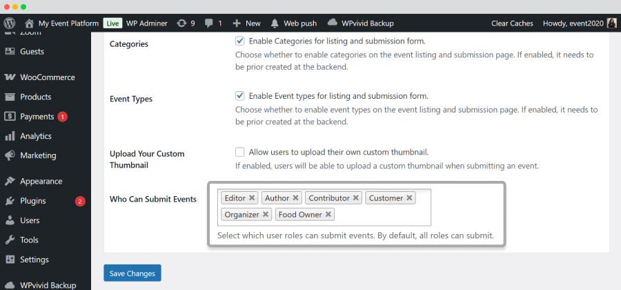 Who Can Submit Events