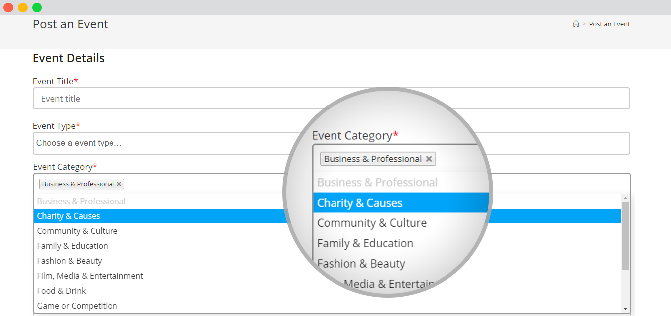 Wp Event Manager Category Frontend