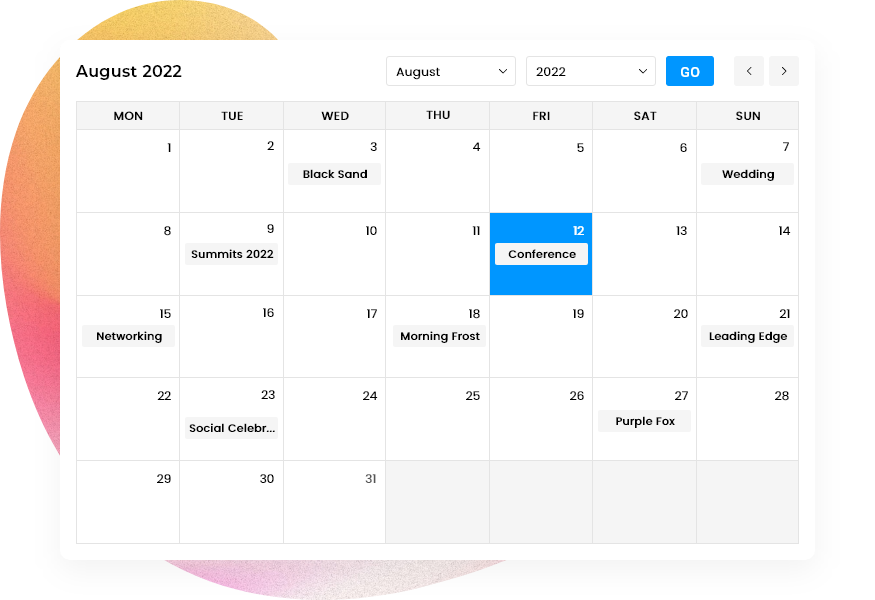 Calendar Listing