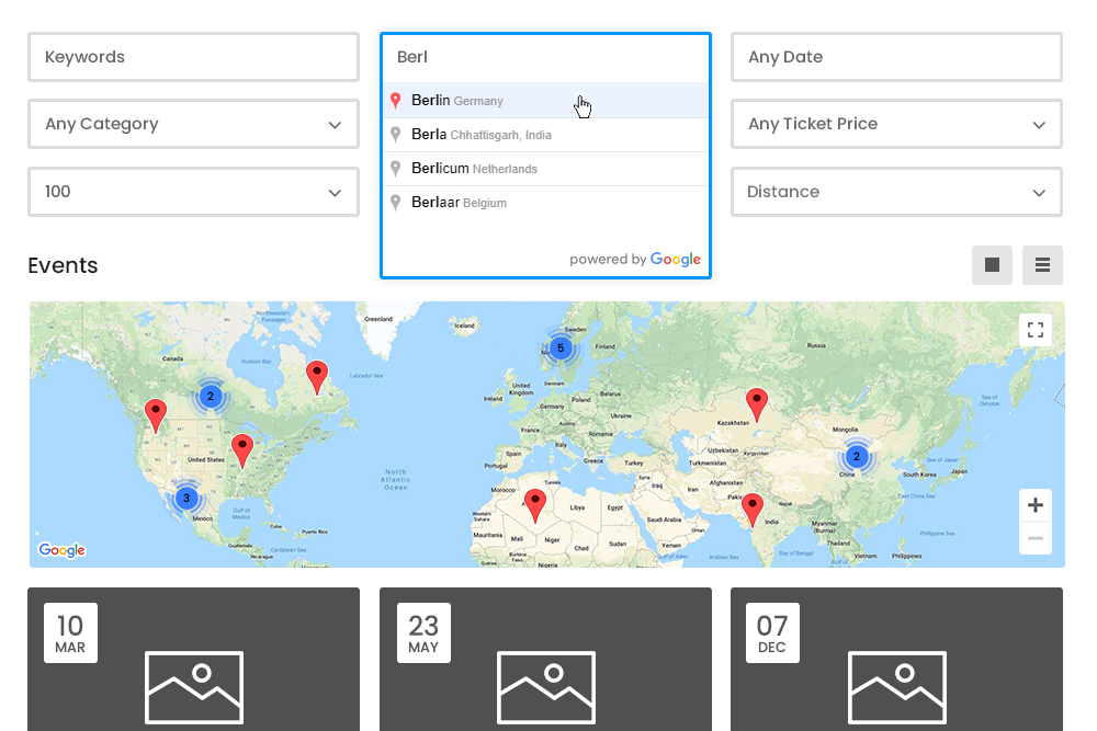 Google Map Autocomplete Location Filter