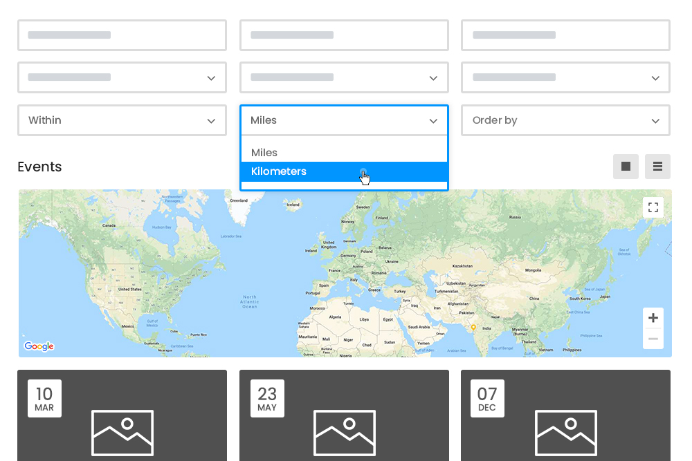 Google Map Miles Filter