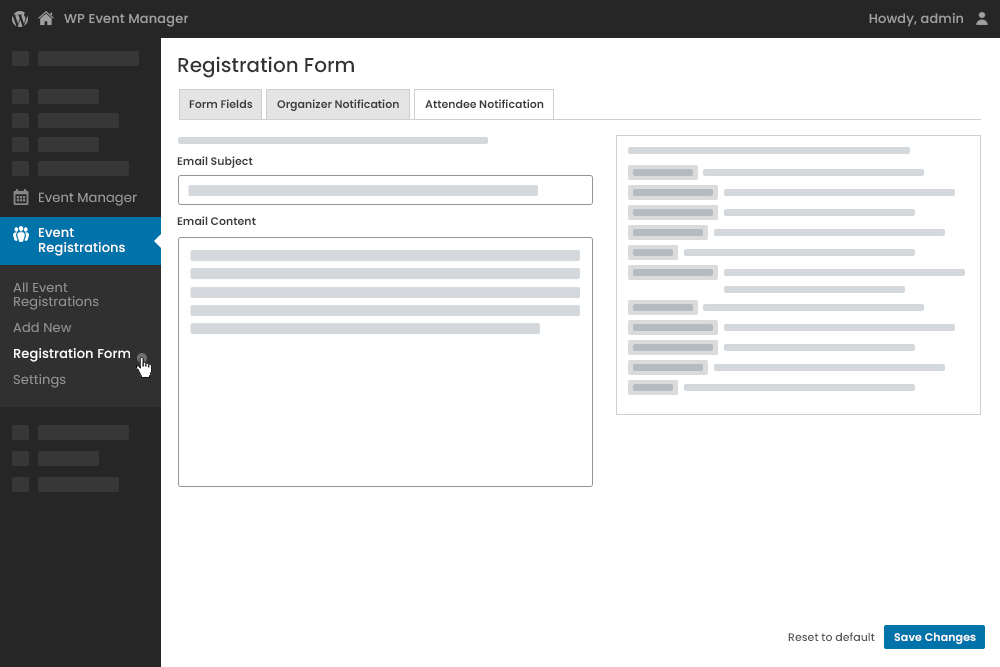 Admin Registration Form Attendee Notification