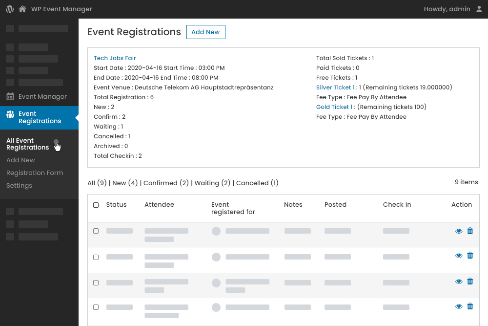 Admin Registration Dashboard