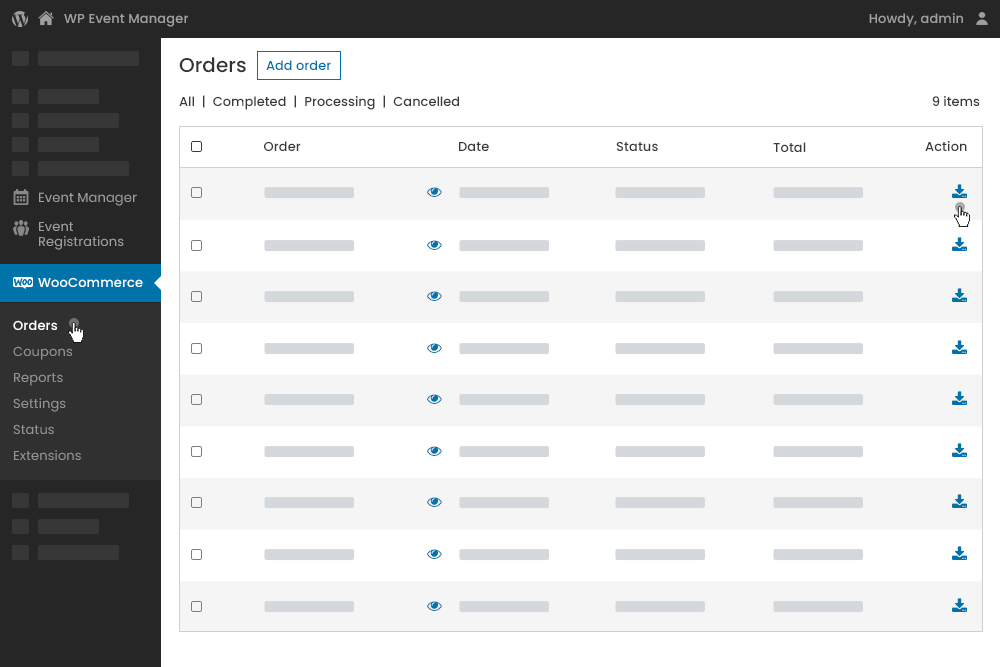 Admin Woocommerce Orders