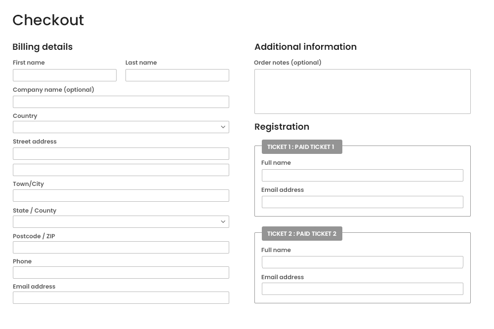 Checkout Process Registration Fields