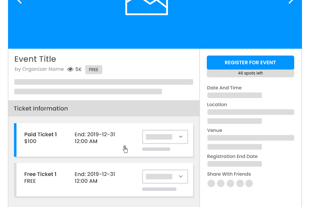 Single Event Listing Ticket Registration Together