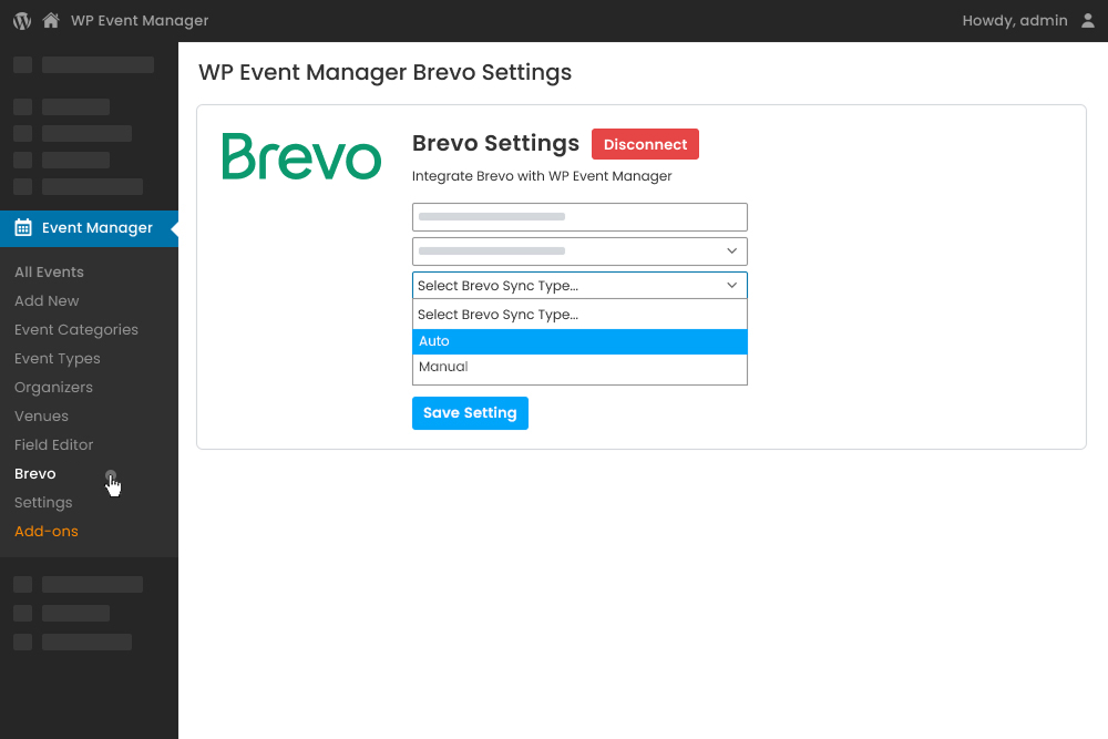 Backend Brevo Settings