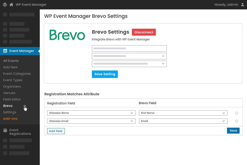 Backend Registrations Brevo Fields