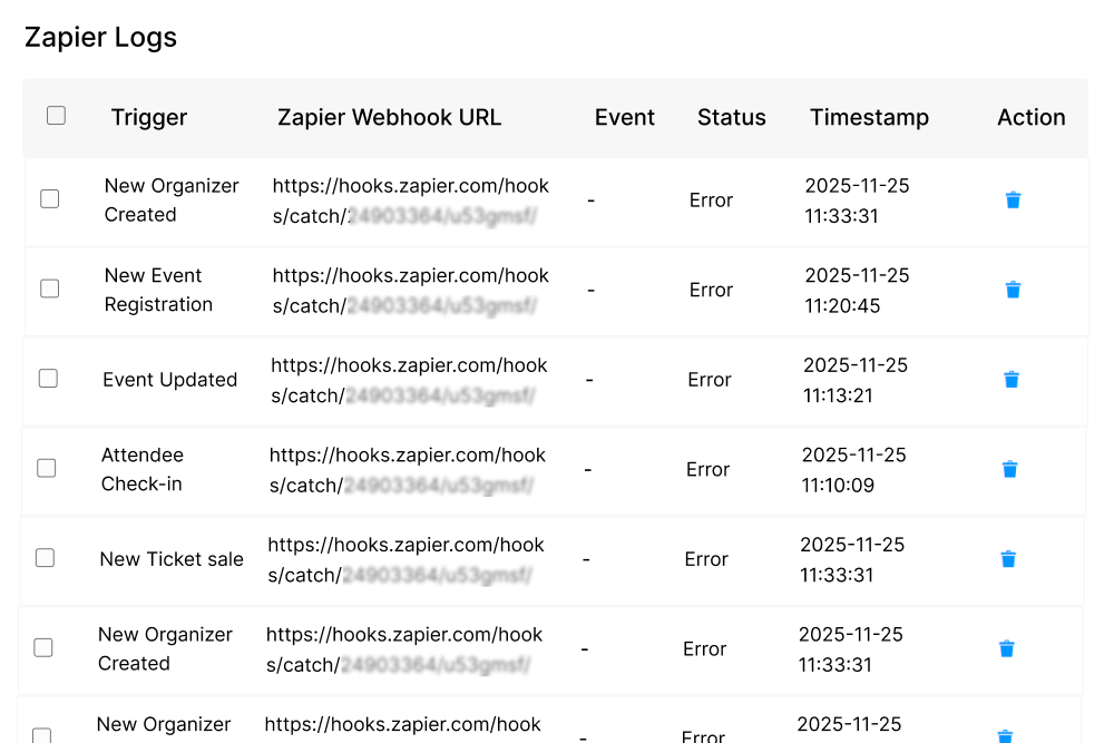 Zap Activity Log Frontend