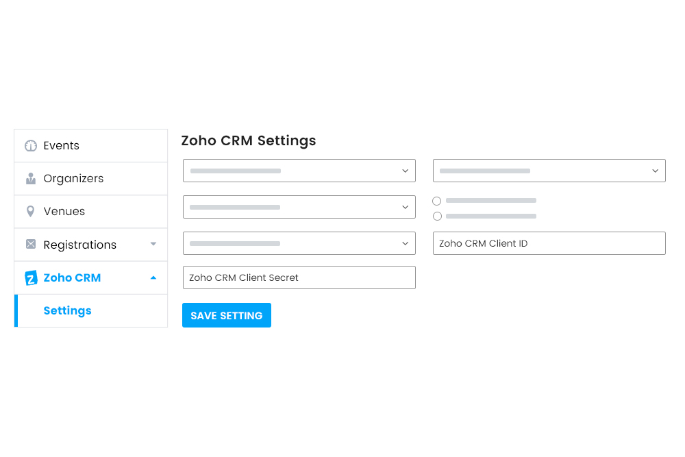 Wp Eventmanager Zoho Crm Settings At Frontend