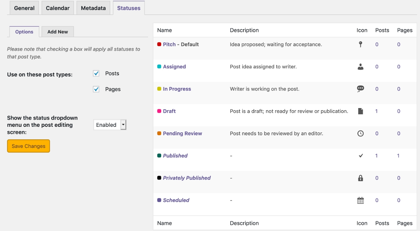 Custom Statuses In Wordpress 3