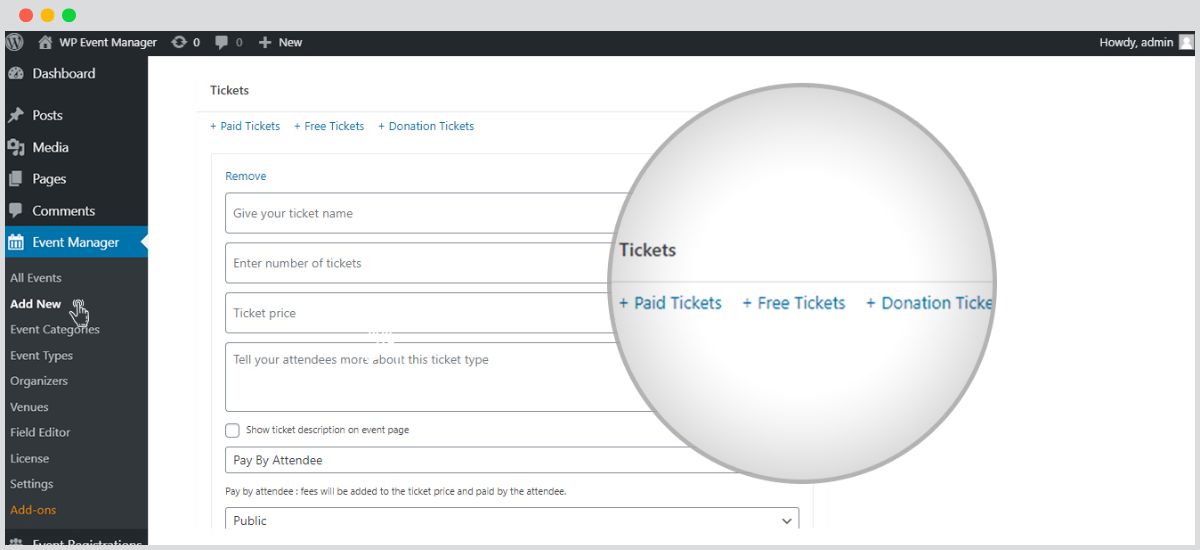 type of tickets